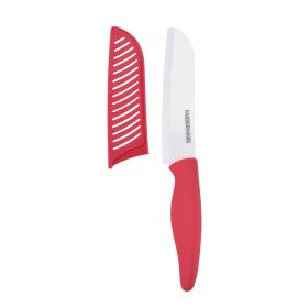 Professional 5 In. Ceramic Santoku Knife in Red