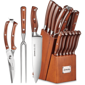 German SS Professional 16 Pc. Knife Block Set w/Carving Fork