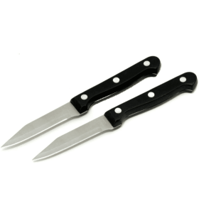 Paring Knife Set, 3.5 In. Blade 7 In. 2 Piece Set, SS/Black