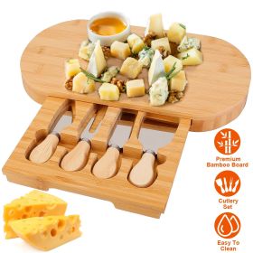 Oval Bamboo Cheese Board Knife Set