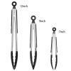 3 Pcs Stainless Steel Locking Food Tongs w/Silicon Tips