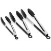 3 Pcs Stainless Steel Locking Food Tongs w/Silicon Tips