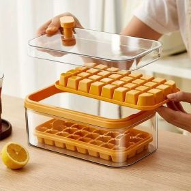 64 Grid Ice Cube Tray w/Lid And Bin (Color: Orange 64 Grid Ice Tray Mold)