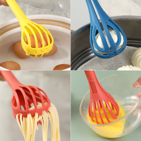 3-in-1 Manual Egg Whisk Food/Noodle Holder (Color: Yellow)