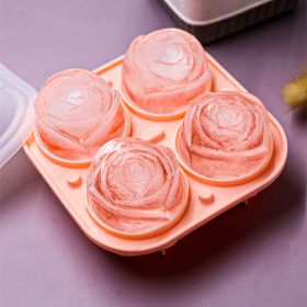 Rose Shaped Silicone Ice Cube Mold (Color: Pink)