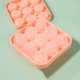 1pc; Silicone Rose Ice Mold Box (Material: Food Grade Silicone, Color: Pink)