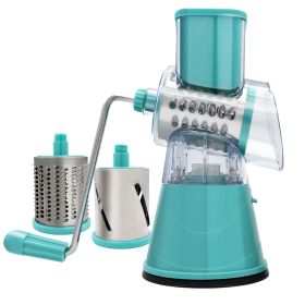 Rotary Grater/Mandoline/Slicer w/3 Interchangeable Blades (Color: Blue)