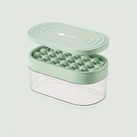 24 Grids Round Silicone Ice Mold Box w/Lid (Color: Green)