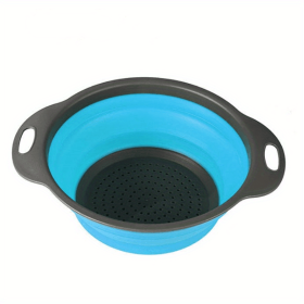 Silicone Collapsible Colander (Color: Blue2, size: small)