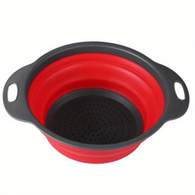 Silicone Collapsible Colander (Color: Red2, size: large)