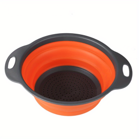 Silicone Collapsible Colander (Color: Orange2, size: large)