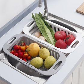 Retractable Fruits And Vegetables Drain Basket (Color: Beige Color)