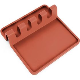 Silicone Utensil Rest w/Drip Pad (Color: Coffee)