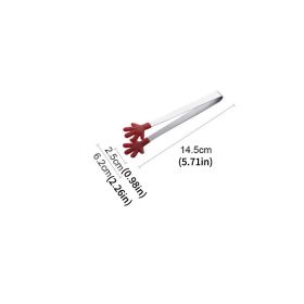 Small Silicone Kitchen Tongs 0.98"x5.71" (Color: Red)