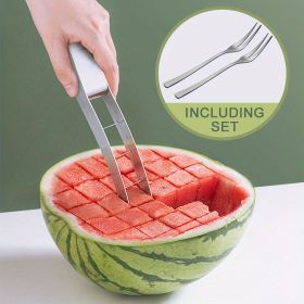 Watermelon Cutter Slicer Stainless Steel (Items: Watermelon Slicer With 2 Forks)