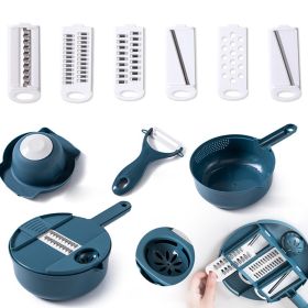 Vegetable Cutter/Shredder/Grater (Color: Blue--Six Blades)