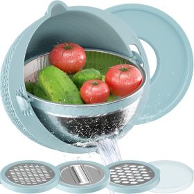 4 in 1 Colander with Mixing Bowl Set (Color: Blue)