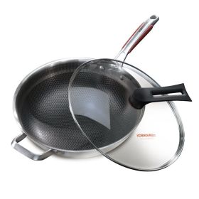 Multi-Purpose Nonstick Wok, Stainless Steel (size: 34CM)