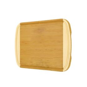 Two Tone Cutting Board w/Side Handles & Juice Groove (Color: Natural, size: XL -  18" x 12")